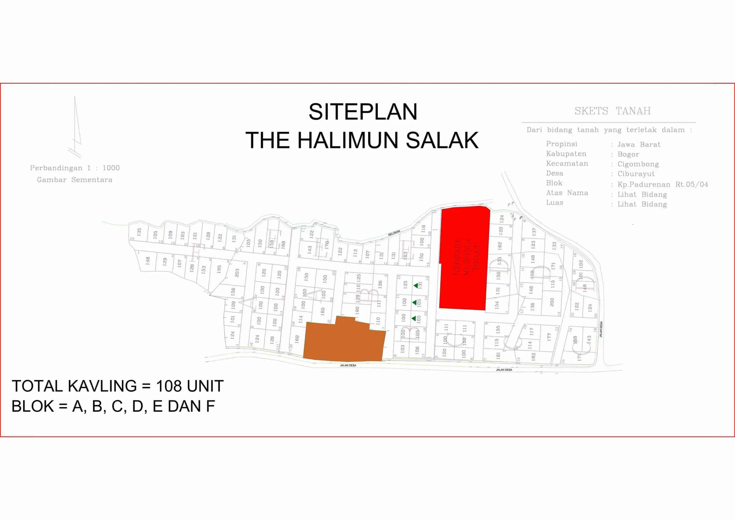 Site plan The Halimun Salak Bogor Selatan kavling villa premium