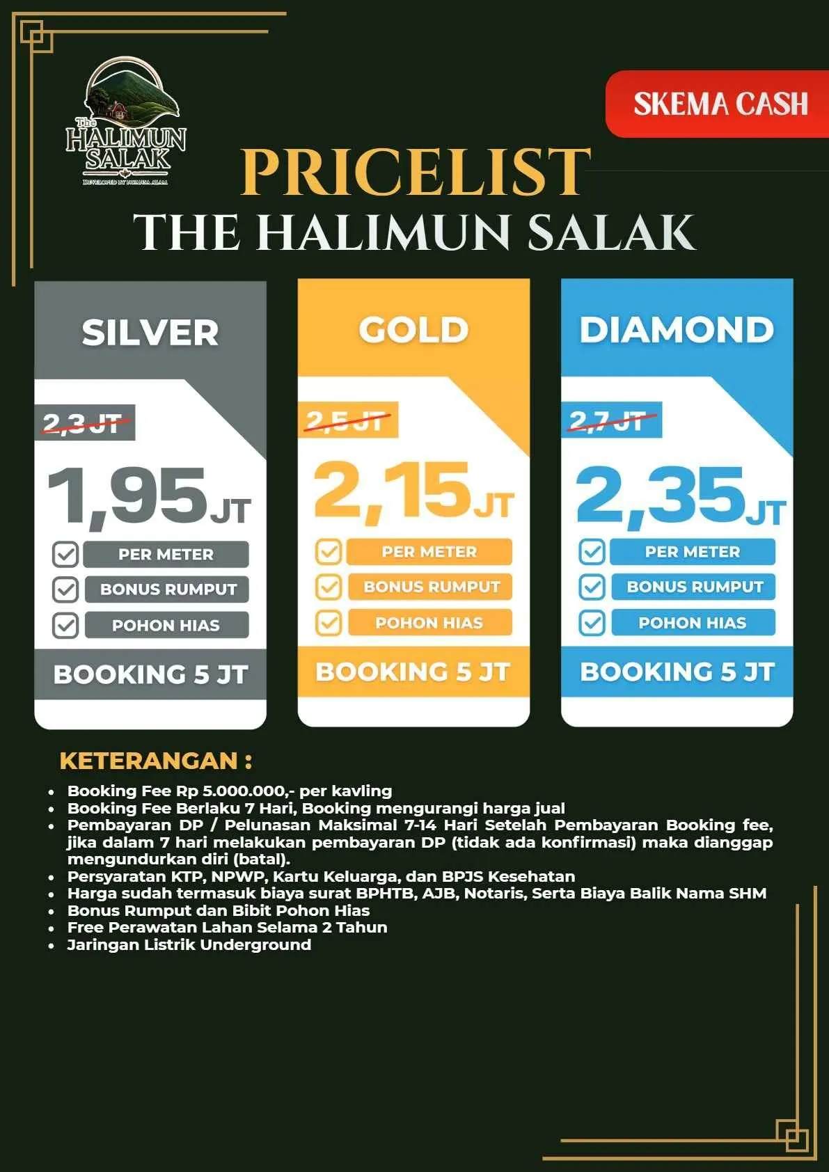 Skema Cash SHM Tahap 1 The Halimun Salak Bogor Selatan